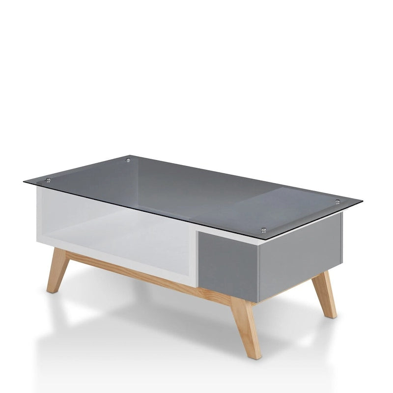 Modern Style 47-Inch Glass-Top Single-Tier Coffee Table
