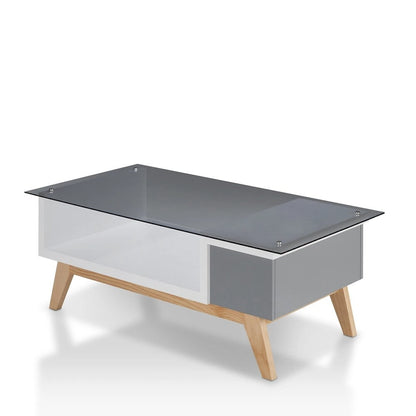 Modern Style 47-Inch Glass-Top Single-Tier Coffee Table