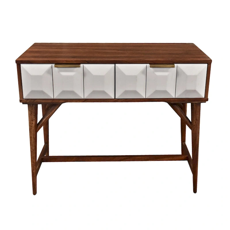 Mid-Century Modern Faux Walnut Entryway Table