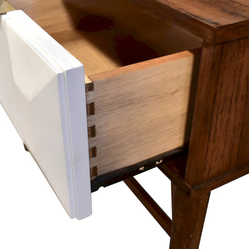 Mid-Century Modern Faux Walnut Entryway Table