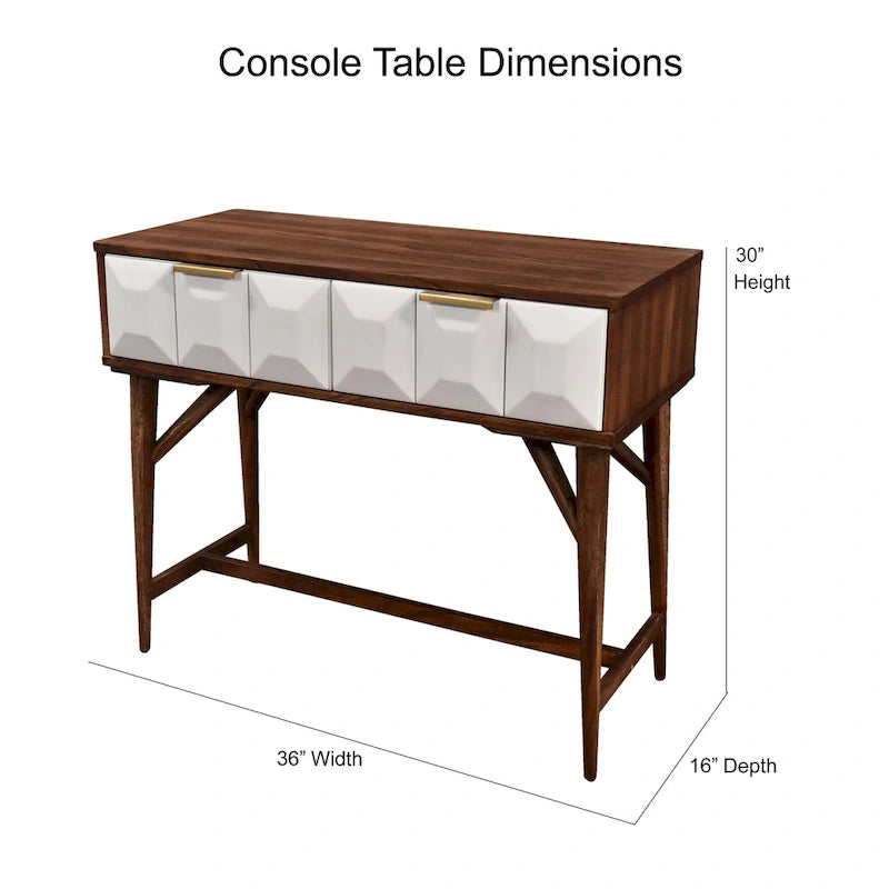Mid-Century Modern Faux Walnut Entryway Table