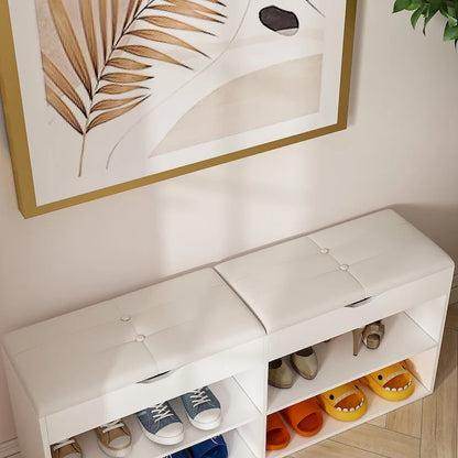 Shoe Storage Bench Padded Cushion Entryway Bench with Flip-Open Box - 47.2Wx21.2D