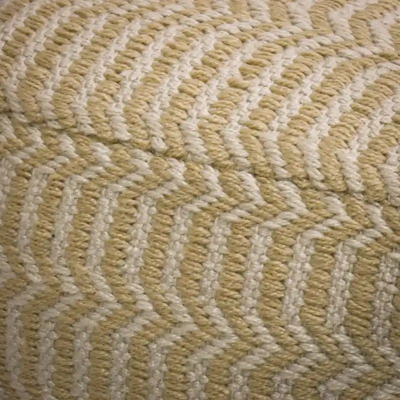 16-Inch Hand-Woven Pouf Footstool, Sand — 16 Inches