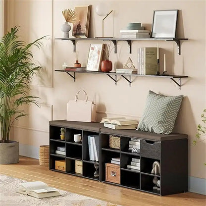 Shoe Storage Bench with 9 Cubbies - 11.8D x 31.5W x 18.9H