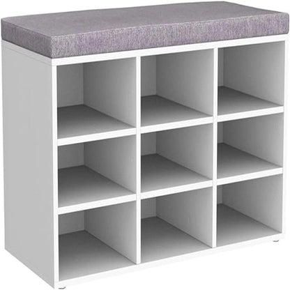 Shoe Storage Bench with 9 Cubbies - 11.8D x 31.5W x 18.9H
