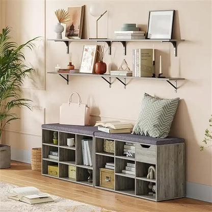Shoe Storage Bench with 9 Cubbies - 11.8D x 31.5W x 18.9H