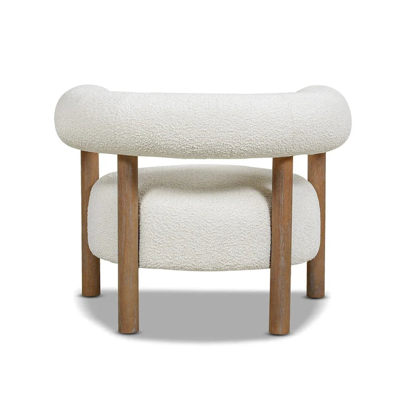37 Mid-Century Modern Style Barrel Armchair with Bouclé and Sherpa Accents