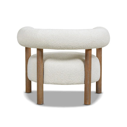37 Mid-Century Modern Style Barrel Armchair with Bouclé and Sherpa Accents