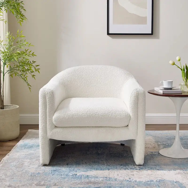 31.2-Inch Nordic-Style Wide-Body Bouclé Upholstered Bucket Lounge Chair