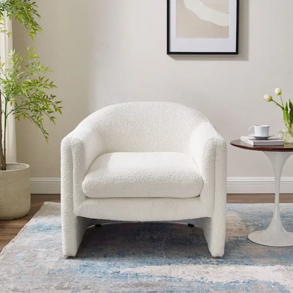 31.2-Inch Nordic-Style Wide-Body Bouclé Upholstered Bucket Lounge Chair