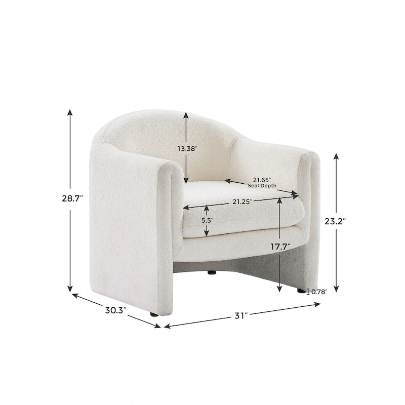 31.2-Inch Nordic-Style Wide-Body Bouclé Upholstered Bucket Lounge Chair