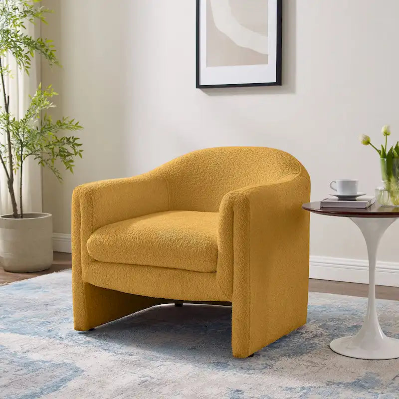 31.2-Inch Nordic-Style Wide-Body Bouclé Upholstered Bucket Lounge Chair