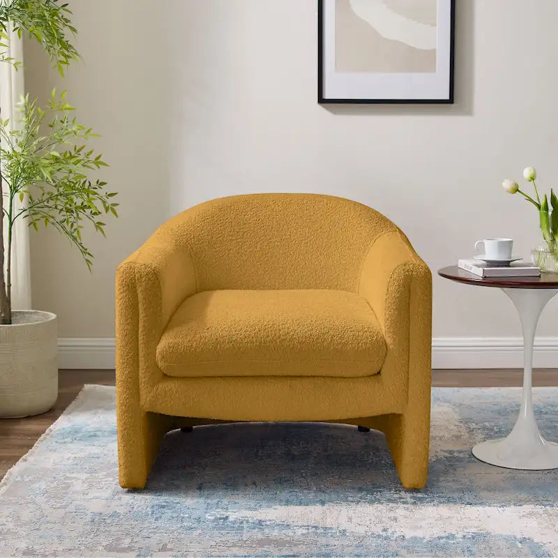 31.2-Inch Nordic-Style Wide-Body Bouclé Upholstered Bucket Lounge Chair