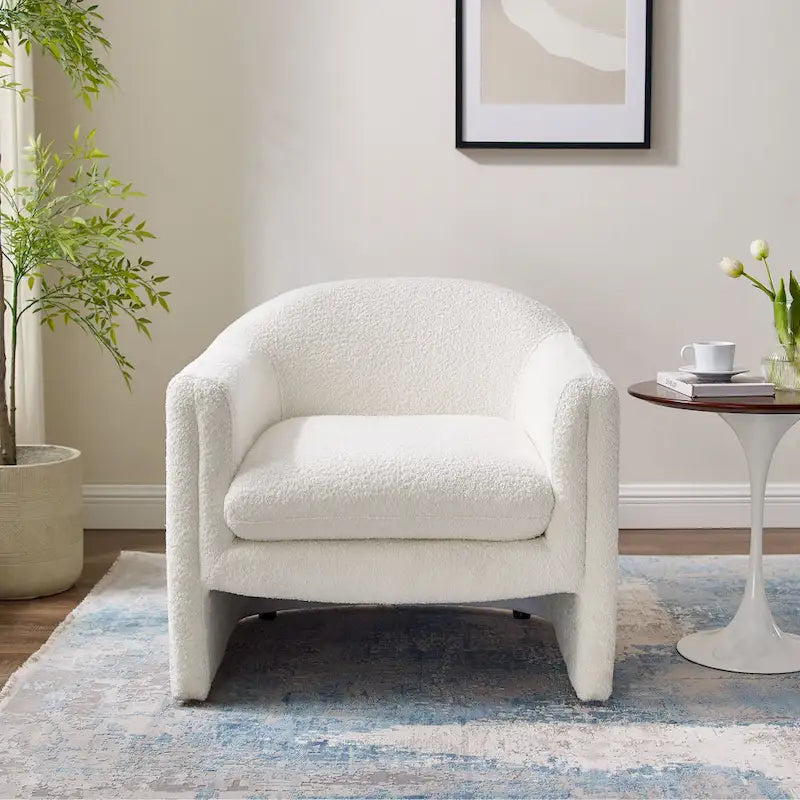 31.2-Inch Nordic-Style Wide-Body Bouclé Upholstered Bucket Lounge Chair