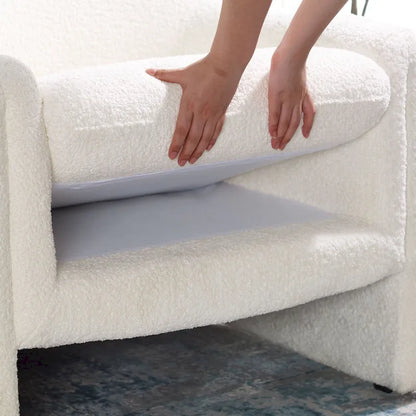 31.2-Inch Nordic-Style Wide-Body Bouclé Upholstered Bucket Lounge Chair