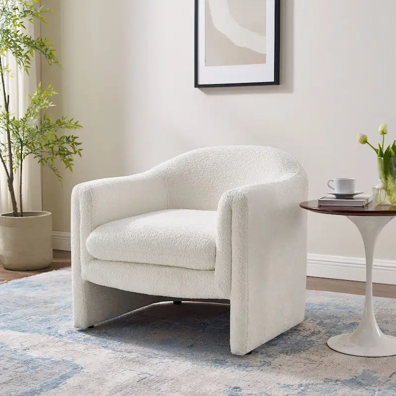 31.2-Inch Nordic-Style Wide-Body Bouclé Upholstered Bucket Lounge Chair