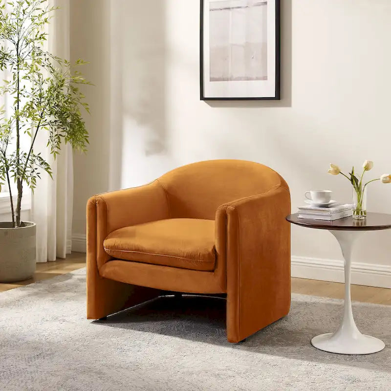 31.2-Inch Nordic-Style Wide-Body Bouclé Upholstered Bucket Lounge Chair