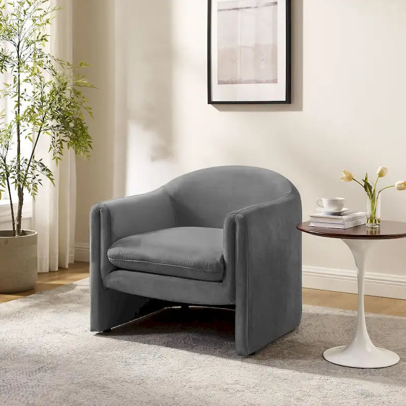 31.2-Inch Nordic-Style Wide-Body Bouclé Upholstered Bucket Lounge Chair