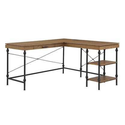 59-Inch Metal L-Shaped Computer Desk (With Usb Ports)