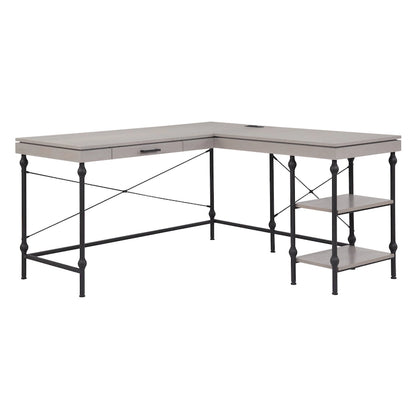 59-Inch Metal L-Shaped Computer Desk (With Usb Ports)