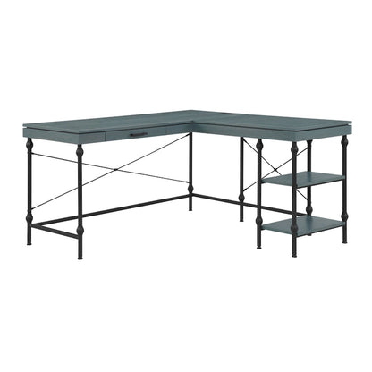 59-Inch Metal L-Shaped Computer Desk (With Usb Ports)