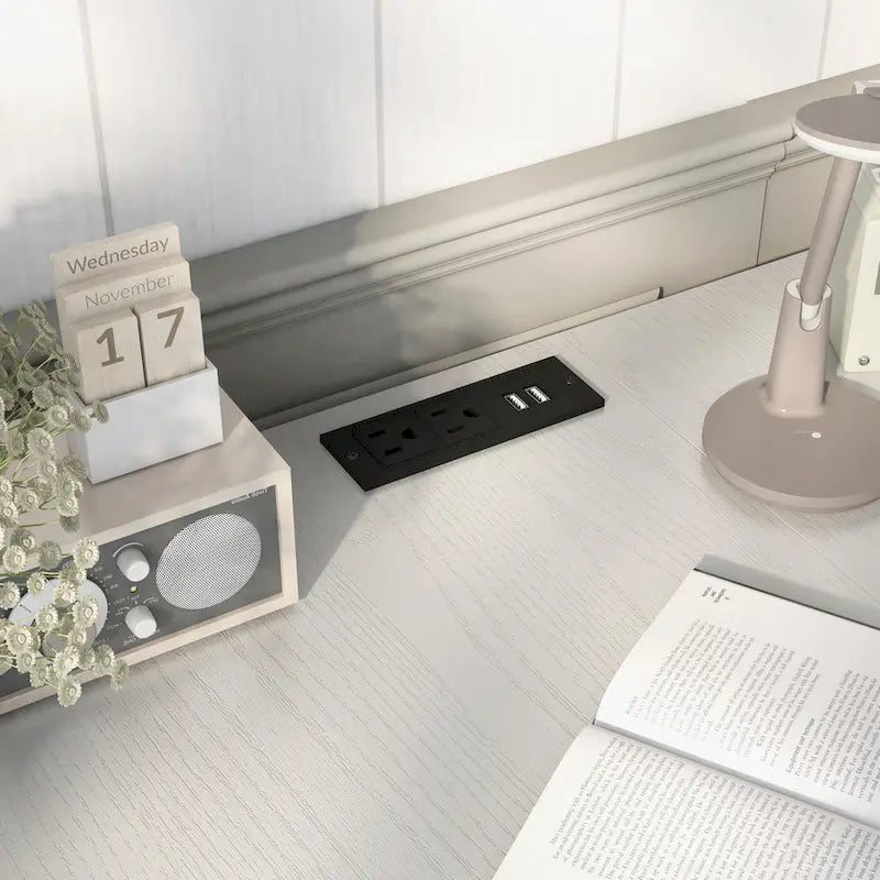 59-Inch Metal L-Shaped Computer Desk (With Usb Ports)