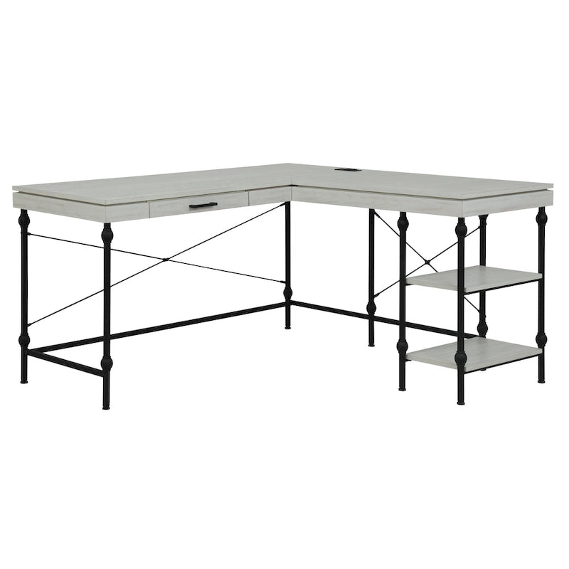 59-Inch Metal L-Shaped Computer Desk (With Usb Ports)