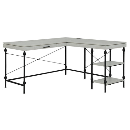 59-Inch Metal L-Shaped Computer Desk (With Usb Ports)