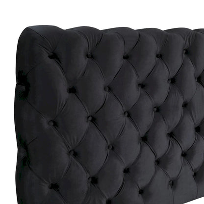 Velvet Upholstered Tufted Bed, King Size, Black