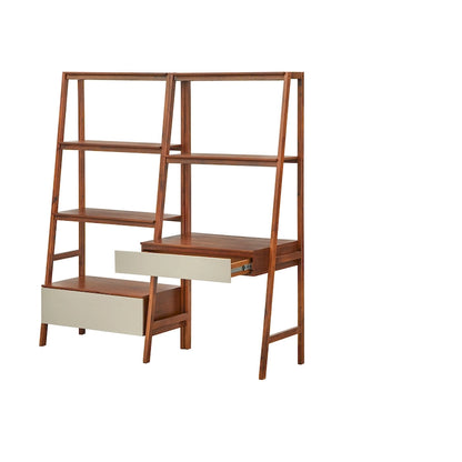 Nordic-Style Trapezoidal Desk and Bookshelf 2-Piece Set
