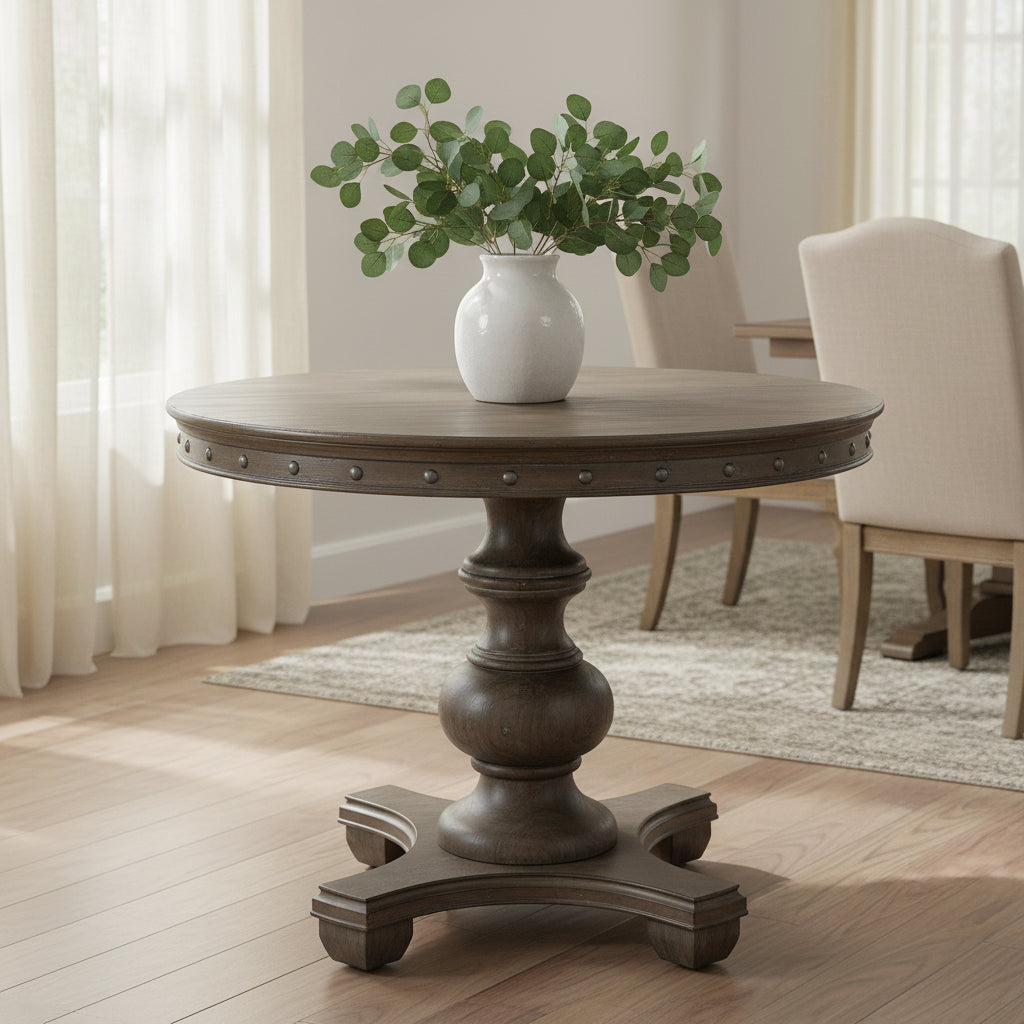 Uttermost Sylvana Light Grey Wood Round Table