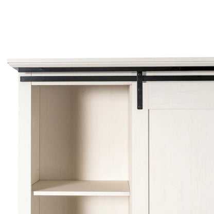 Farmhouse Storage Cabinet with Adjustable Shelves and Sliding Barn Door - 16.75D x 36.25W x 68H
