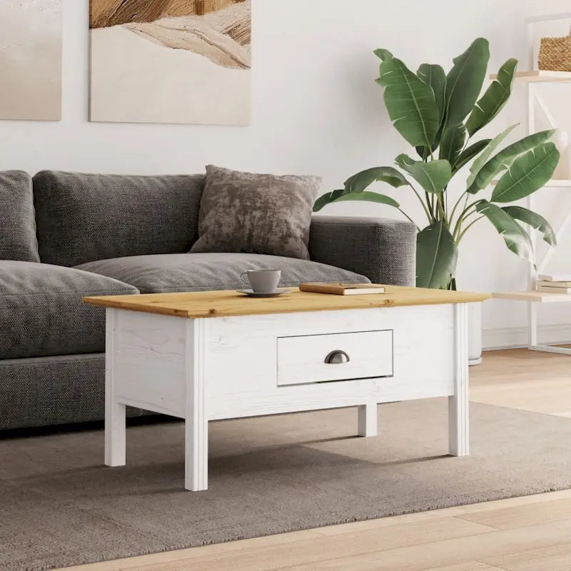 Solid Pine Coffee Table / Living Room Accent Side Table — 39.4" x 21.7" x 17.7"