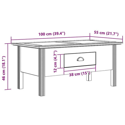Solid Pine Coffee Table / Living Room Accent Side Table — 39.4" x 21.7" x 17.7"