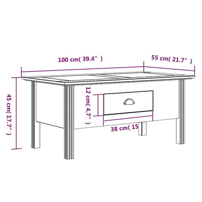 Solid Pine Coffee Table / Living Room Accent Side Table — 39.4" x 21.7" x 17.7"