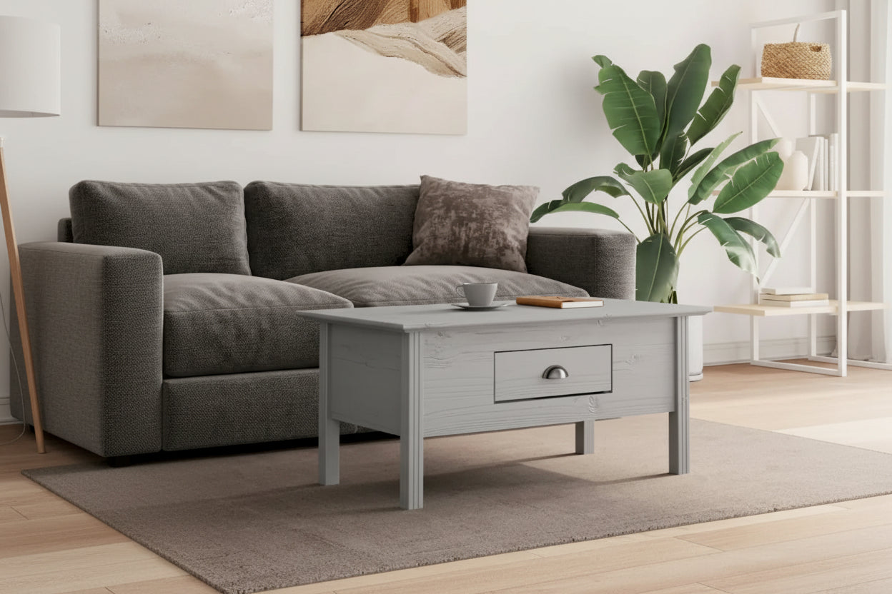Solid Pine Coffee Table / Living Room Accent Side Table — 39.4" x 21.7" x 17.7"