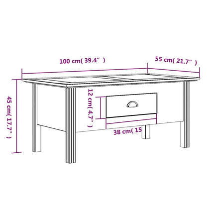 Solid Pine Coffee Table / Living Room Accent Side Table — 39.4" x 21.7" x 17.7"