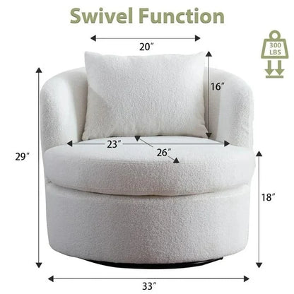 Lamb Wool Fabric Upholstered Comfy 360 Degree Round Barrel Chairs