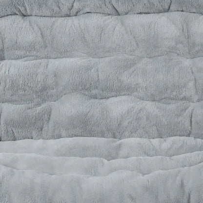 Double Folding Synthetic Fur Saucer Chair with 2 Ottomans