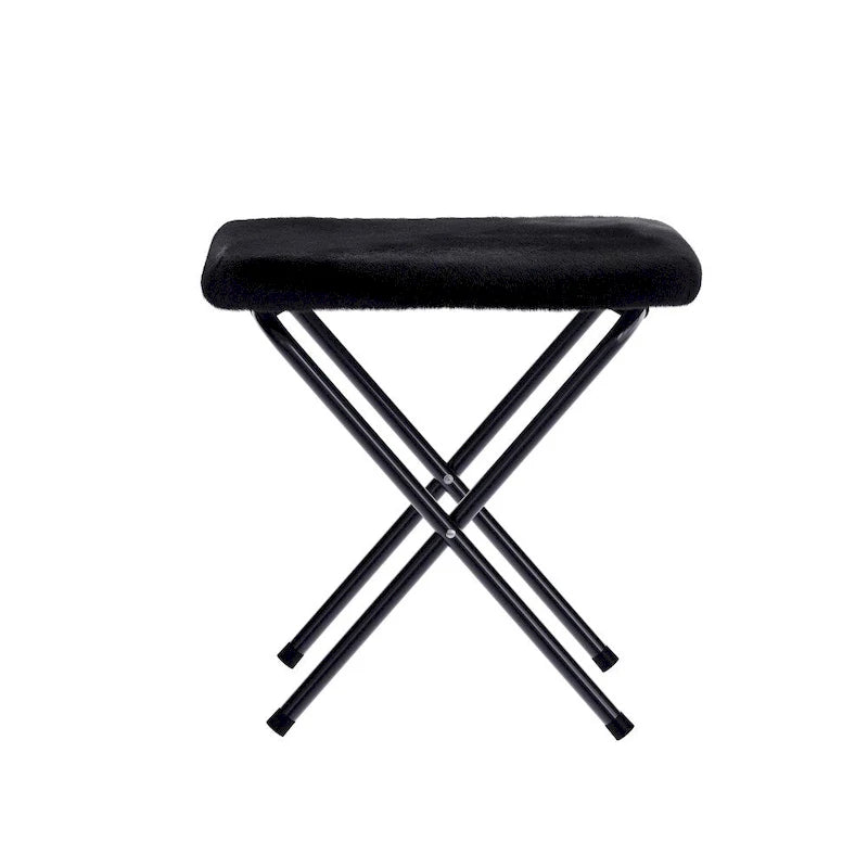 Double Folding Synthetic Fur Saucer Chair with 2 Ottomans