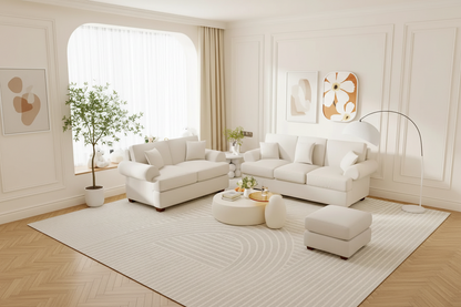 White Sofa Couch 2 Seater Fabric Loveseat for Living Room