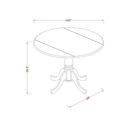 Dining Table — Round Tabletop (With Drop Leaves) And Pedestal Base; Two-Tone Finish In Linen White And Mahogany.
