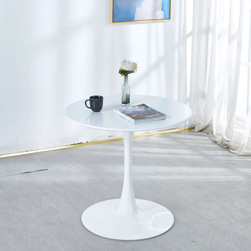 31.5Tulip Dining Table for 2-4 people With Round Mdf Table Top, Pedestal Dining Table, End Table Leisure Coffee Table