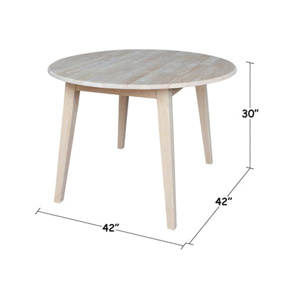 42 in. Solid Wood Round Dual Drop Leaf Table