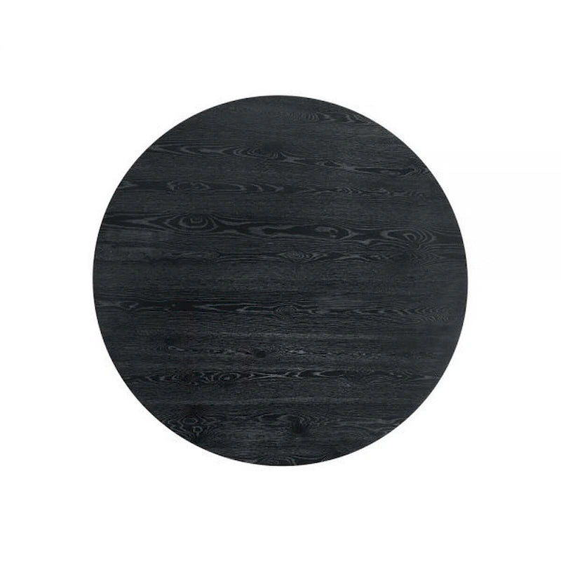 59-Inch Dining Table — Round Top, Pedestal Base, Rubberwood, Black