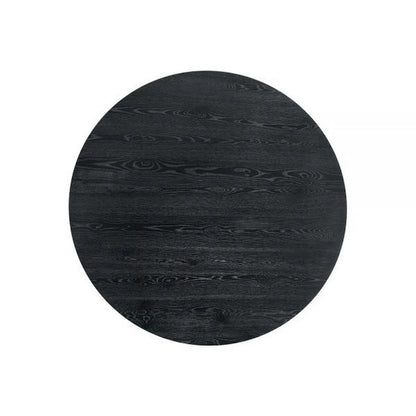 59-Inch Dining Table — Round Top, Pedestal Base, Rubberwood, Black
