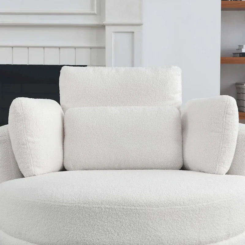 Modern Accent Round Loveseat Circle Swivel Barrel Chairs for Bedroom Cuddle Sofa Chair Lounger Armchair, 4 Pillows