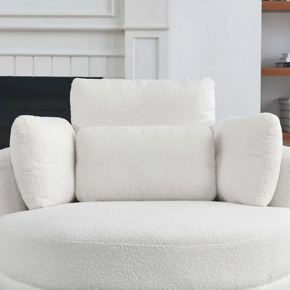 Modern Accent Round Loveseat Circle Swivel Barrel Chairs for Bedroom Cuddle Sofa Chair Lounger Armchair, 4 Pillows