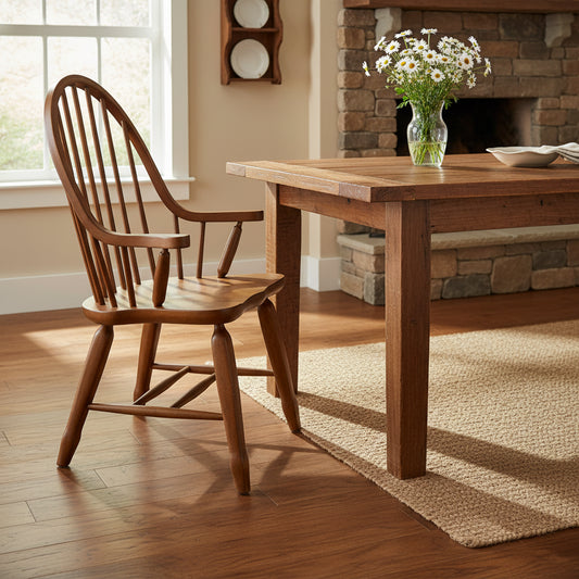 Rustic Oak Bow-back Armchair