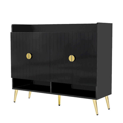 Wooden Modern Shoe Cabinet with Doors and Adjustable Shelves